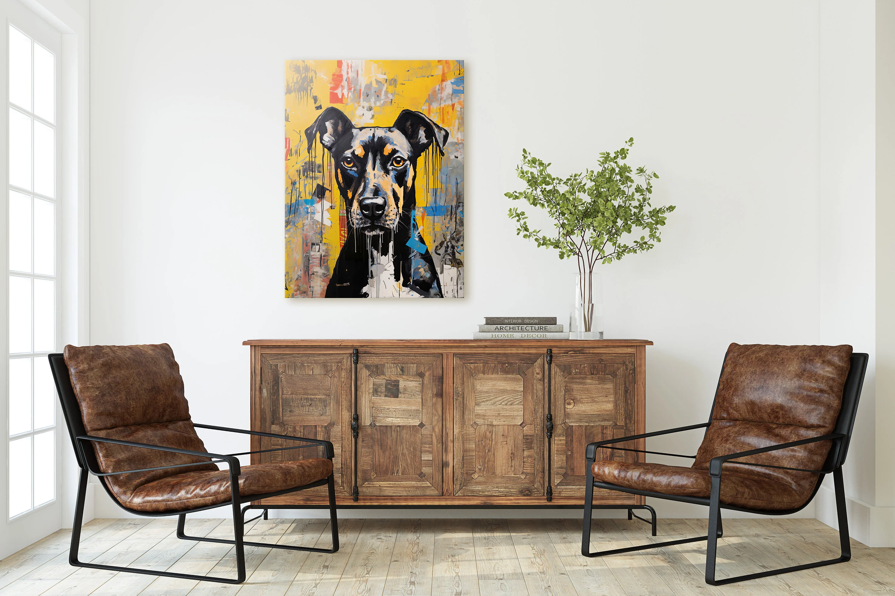 Black and Tan Dog Graffiti Pop Art Rolled Canvas - Image 3