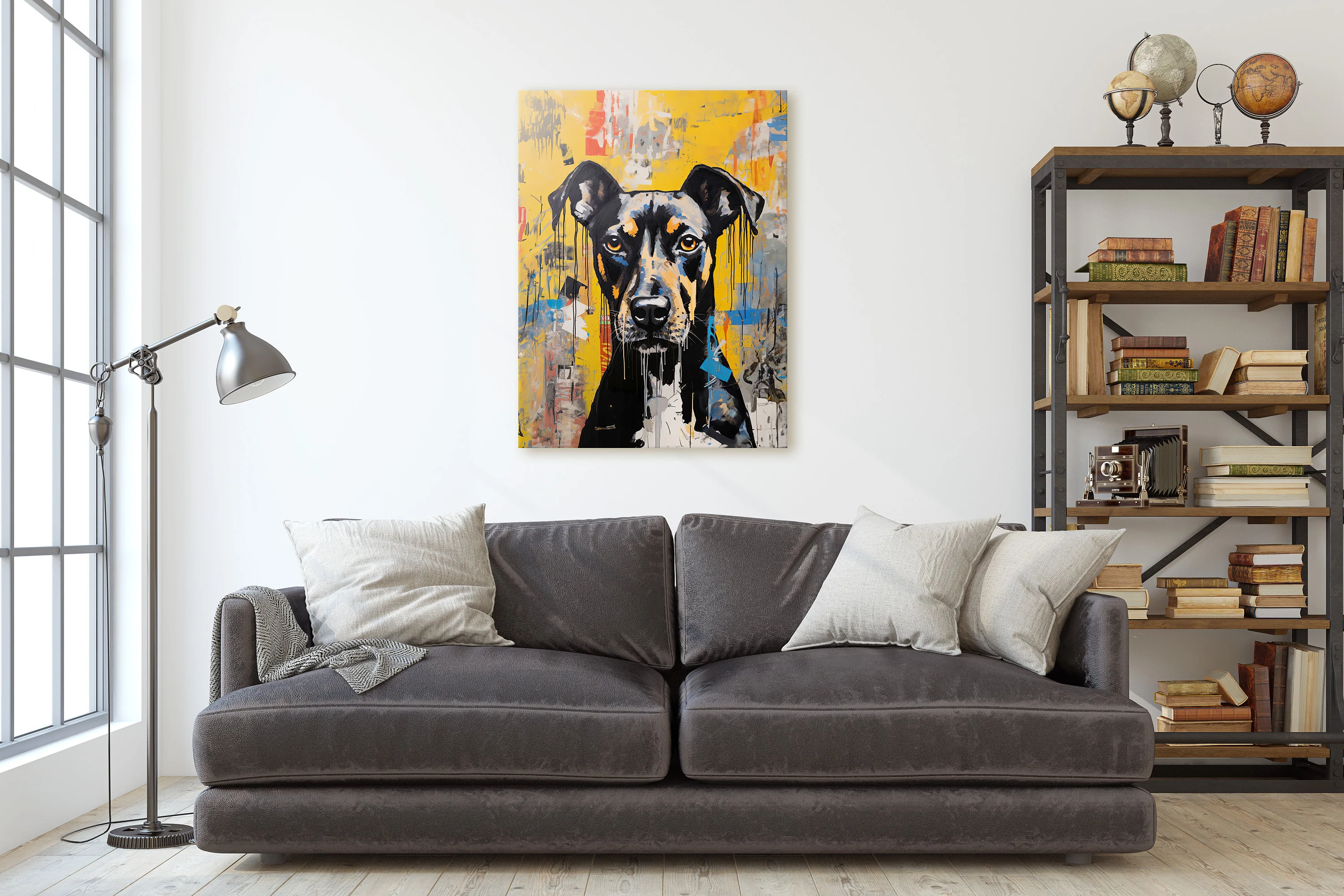 Black and Tan Dog Graffiti Pop Art Rolled Canvas - Image 6