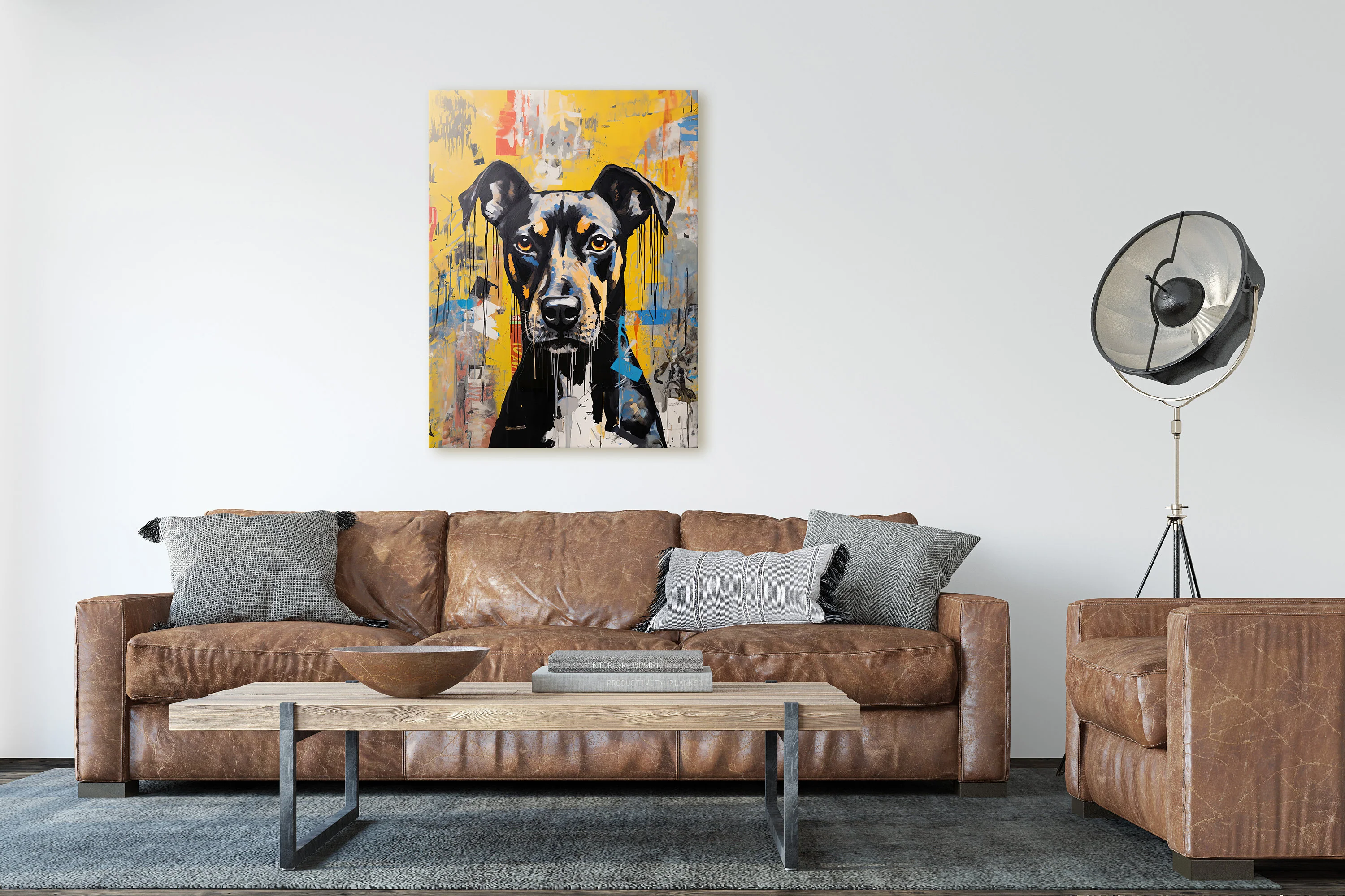 Black and Tan Dog Graffiti Pop Art Rolled Canvas - Image 7