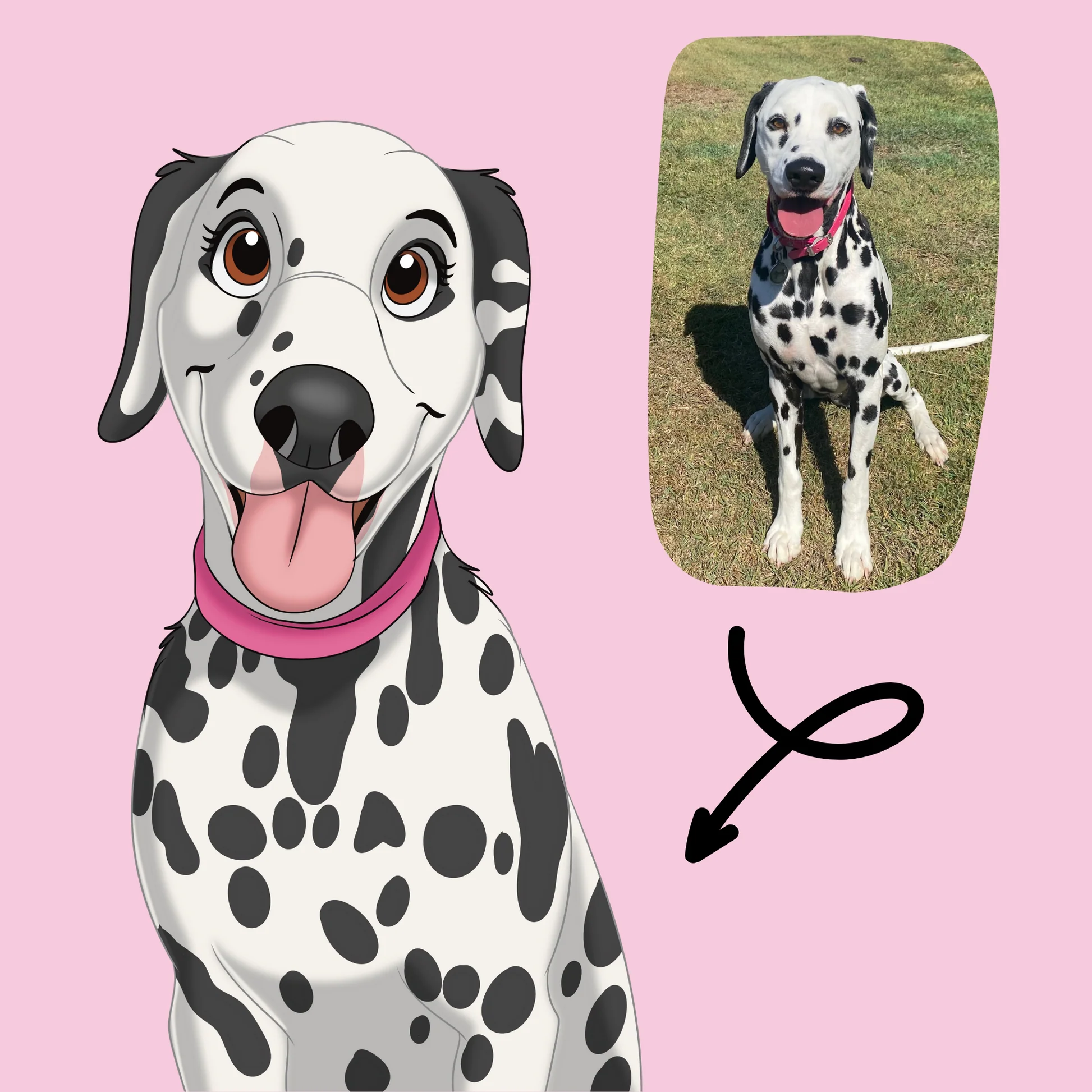 Custom Hand-Drawn Cartoon Pet Portrait Canvas - Image 3
