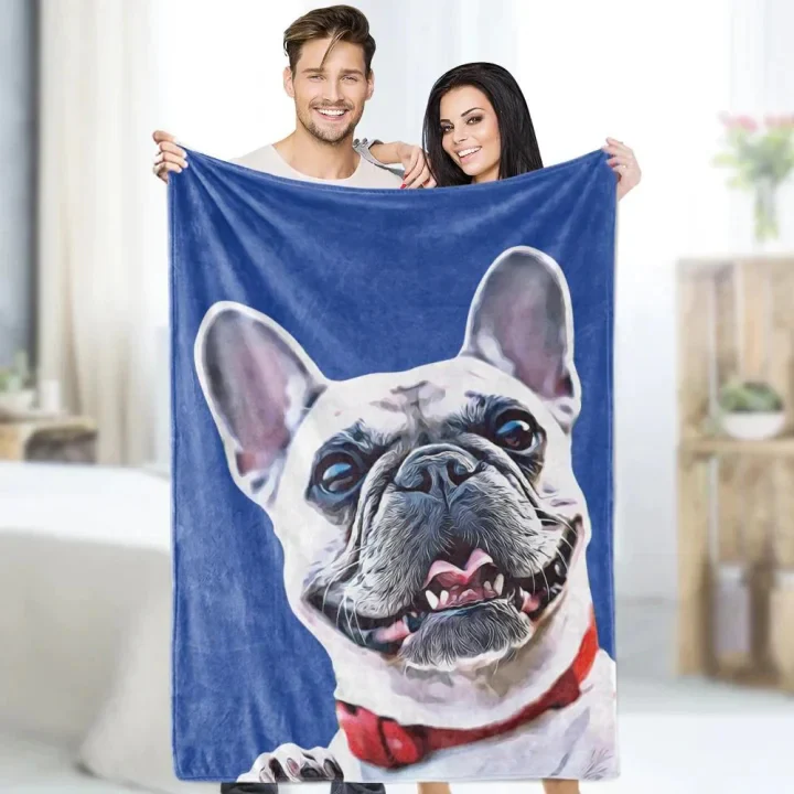 Custom Your Dog Cat Photo Pet Blanket Oil Painting, Pet Lover Gifts - Image 3