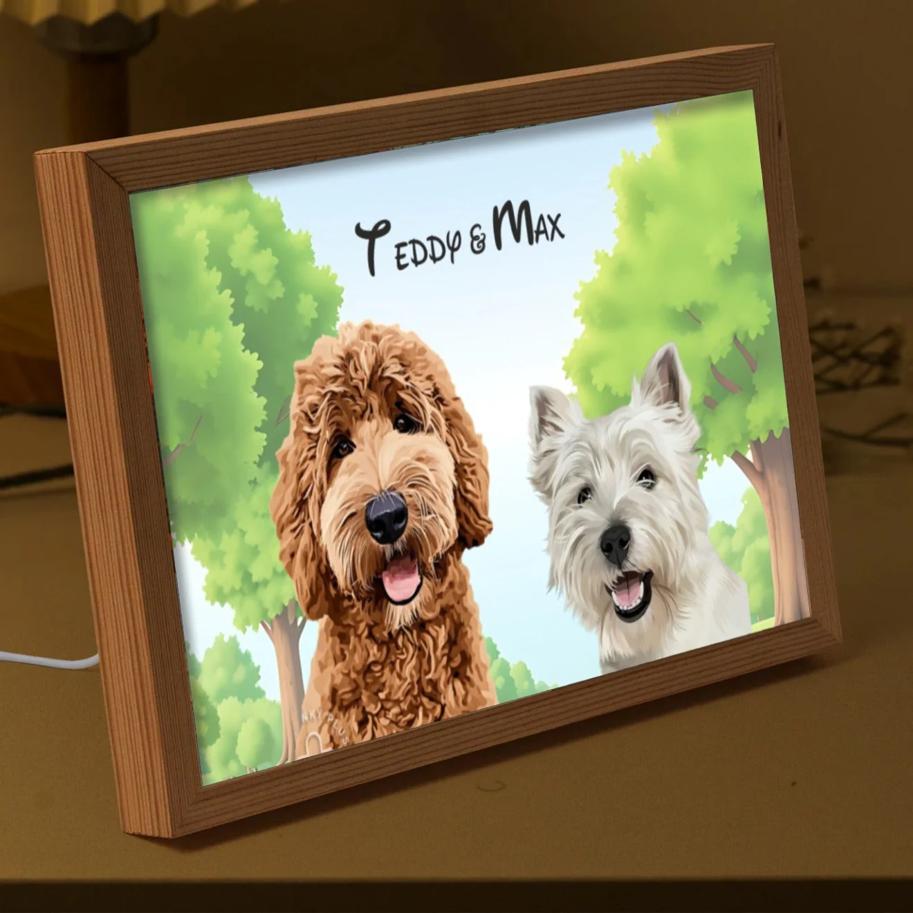 Personalised Light Up Picture Frame (2 Pets) - Image 3