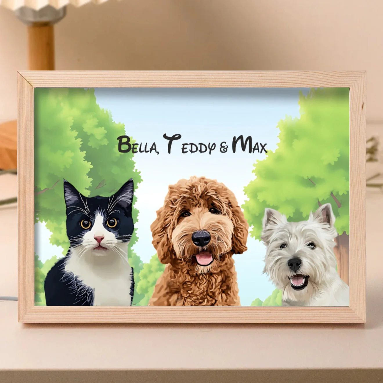 Personalised Light Up Picture Frame (3 Pets) - Image 4