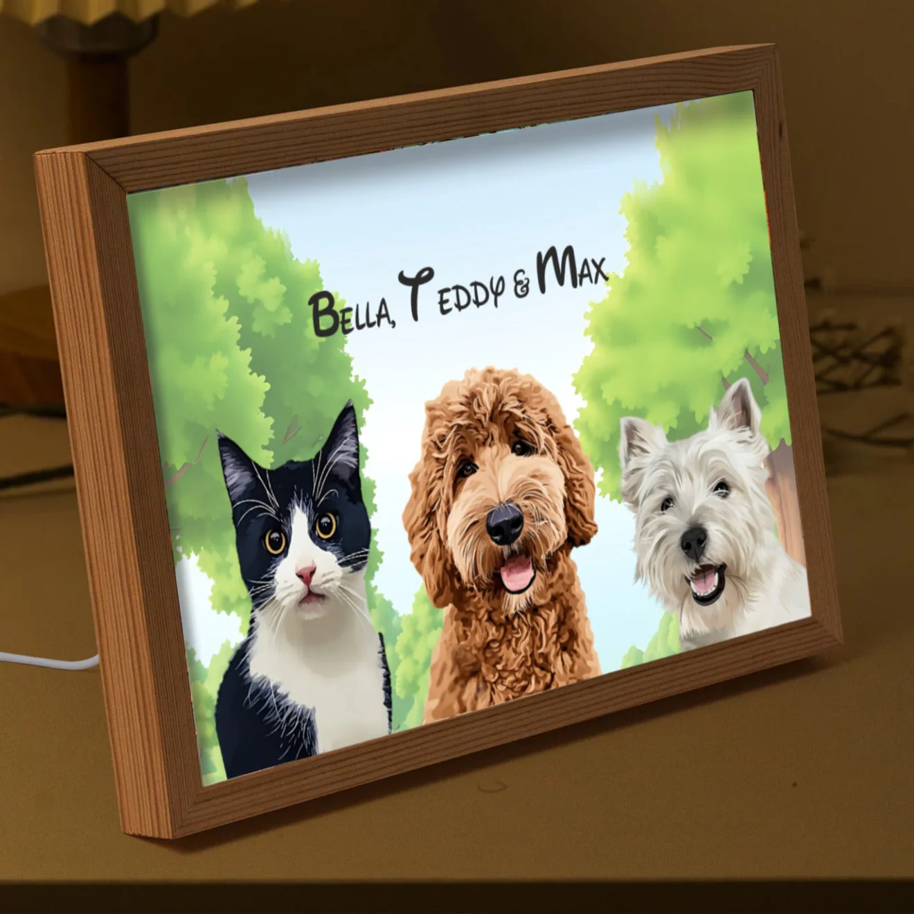 Personalised Light Up Picture Frame (3 Pets) - Image 5