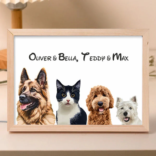 Personalised Light Up Picture Frame (4 Pets) - Image 4