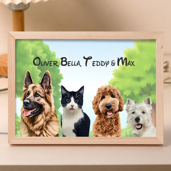 Personalised Light Up Picture Frame (4 Pets) - Image 5
